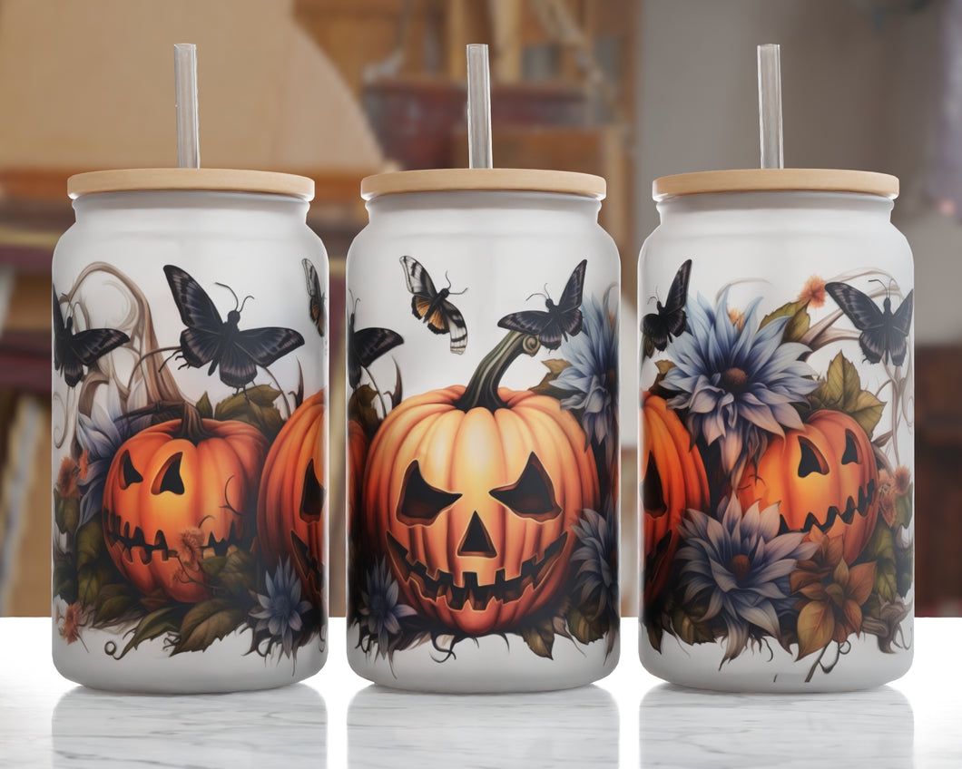Halloween Frosted Glass Can Tumbler