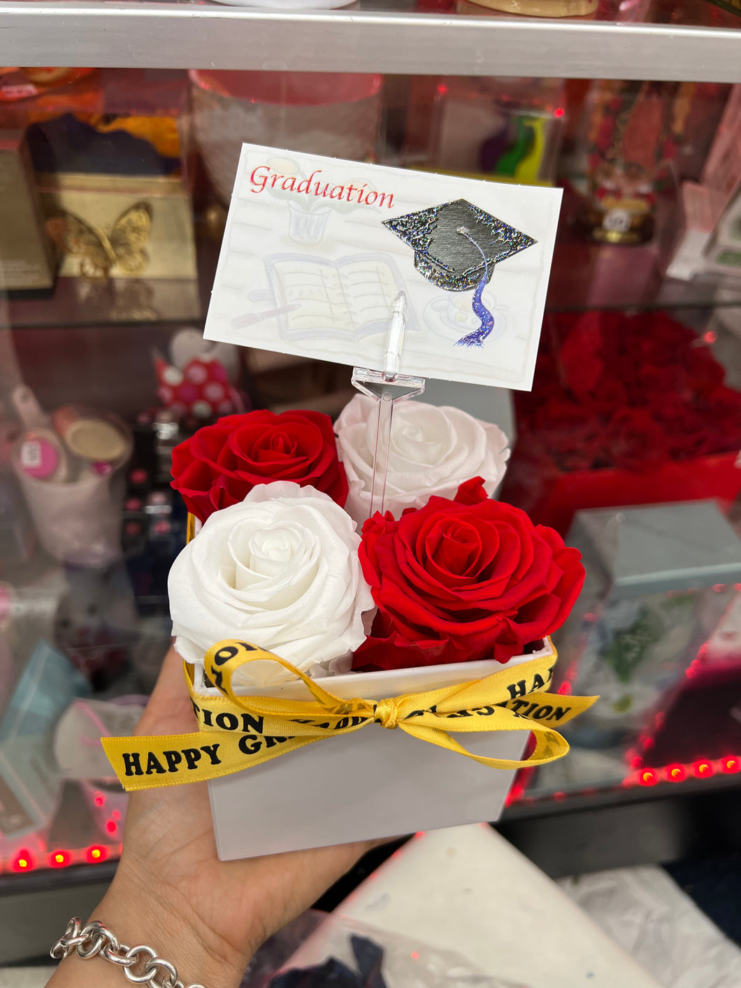 Preserved roses in a box