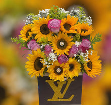 Load image into Gallery viewer, LV box or channel with roses and sunflowers
