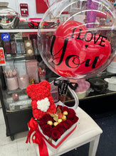Load image into Gallery viewer, Heart box set with roses and a rose bear
