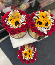 Load image into Gallery viewer, Love Box with roses and sunflowers
