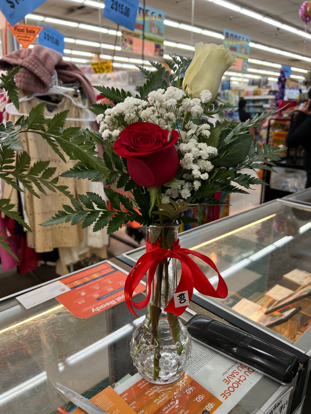 Birthday or any occasion 2 roses bud vase