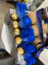 Load image into Gallery viewer, Starbucks coffee , blue roses and chocolates
