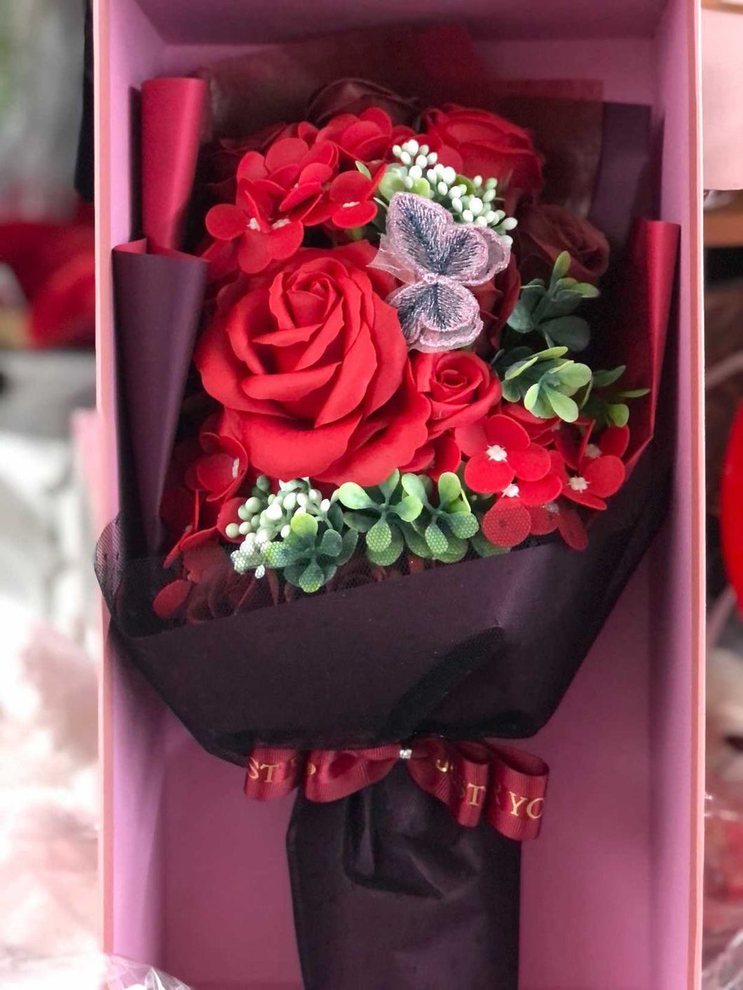 Flowers bouquet made of soap roses